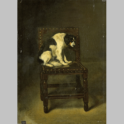 A Dog on a Chair Guillaume Anne van der Brugghen 1860 1891