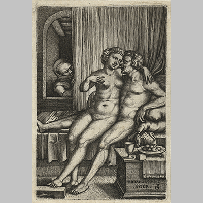 Abraham en Hagar bespied door Sara Georg Pencz 1546 1550 1