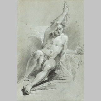 Louis de Boullonge - van zittend mannelijk naakt le jeune