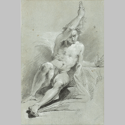 Louis de Boullonge - van zittend mannelijk naakt le jeune