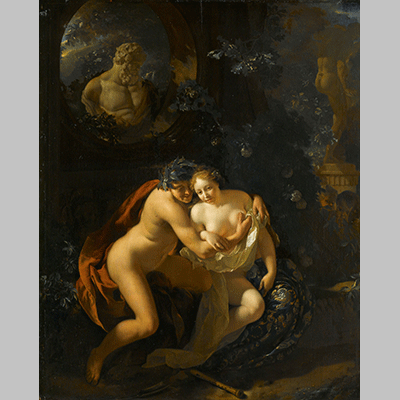 Adriaen van der Werff A Couple Making Love in a Park Spied on by Children 1694