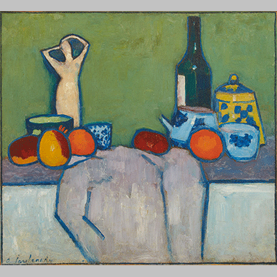 Alexej von Jawlensky Stilleben mit Fruchten Figur und Flasche 1907