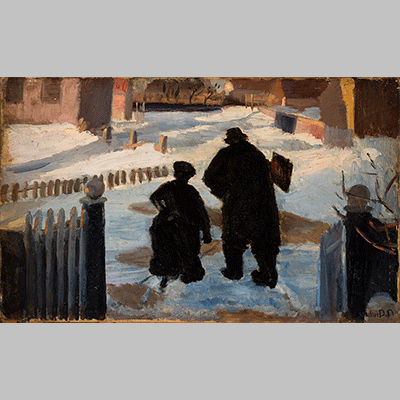 Ancher Michael Ancher on his way to his studio accompanied by the organist Helene Christensen