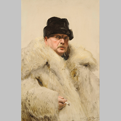 Anders Zorn Self portrait in a wolfskin 1915 1