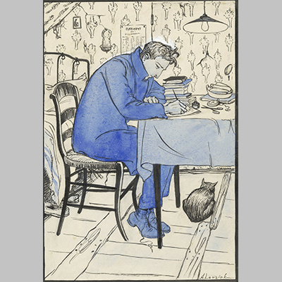 Anny Leusink Jan is doing homework at a table 1926