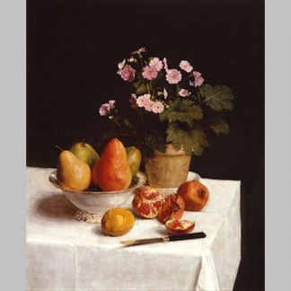 Fantin Latour Still life primroses pears and promenates