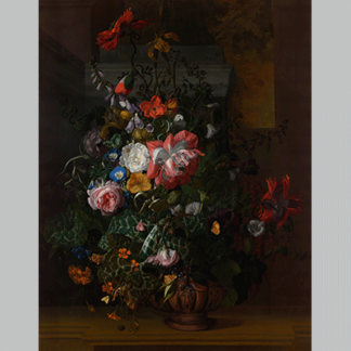 Ruysch Roses Convolvulus Poppies and Other Flowers in an Urn on a Stone Ledge 1