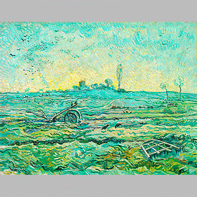 Van Gogh Snow covered field with a harrow lg