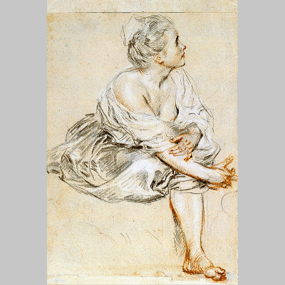 Watteau seated young woman 1