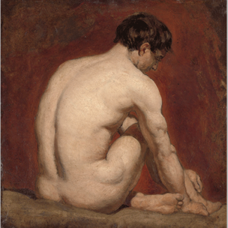 William Etty Male Nude Kneeling from the Back 1840