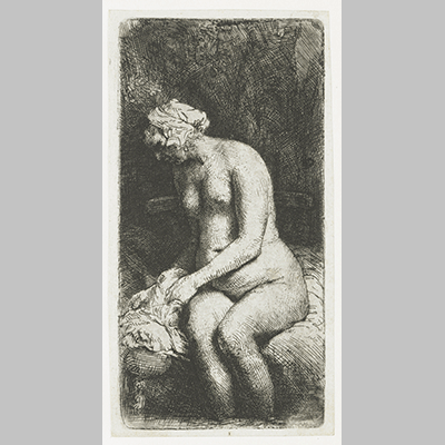 Rembrandt Woman Bathing Her Feet at a Brook