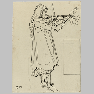 Jan Toorop Girl playing the violin sketch 1904