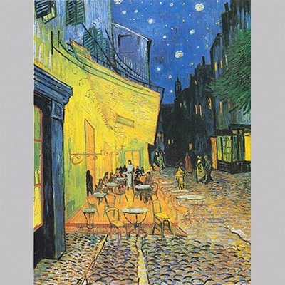 Van Gogh Terrasse des Cafés an der Place du Forum in Arles am Abend1