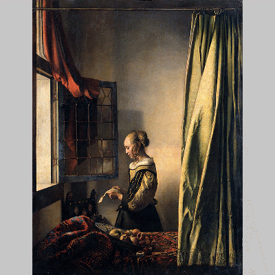 Vermeer girl reading a letter by an open window 1659