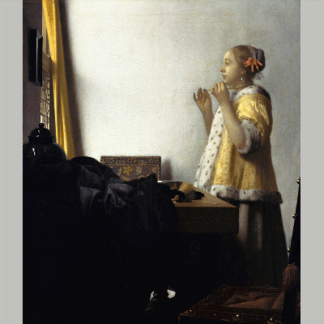 Vermeer young woman with a pearl necklace 1662