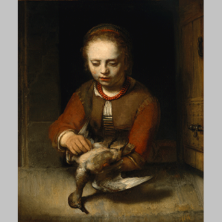 Barent Fabritius Young Girl Plucking a Duck