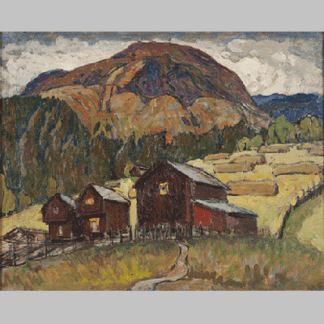 Boberg Summer Landscape with Shielings. Study from North Norway