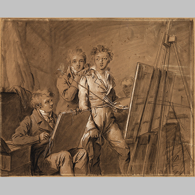Boilly Three Young Artists in a Studio