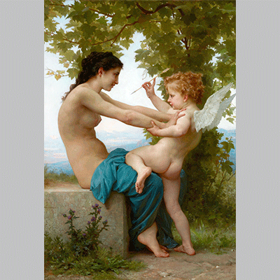 Bouguerau A Young Girl Defending Herself Against Eros 1880