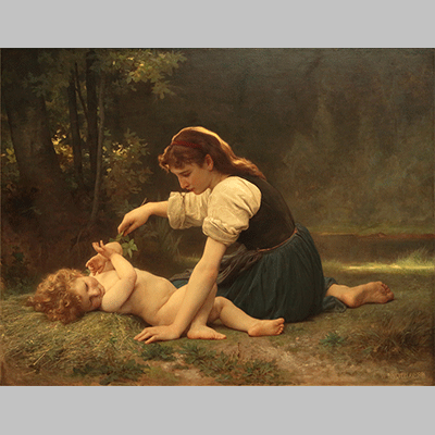 Bouguereau Nature s Fan Girl with a Child 1881