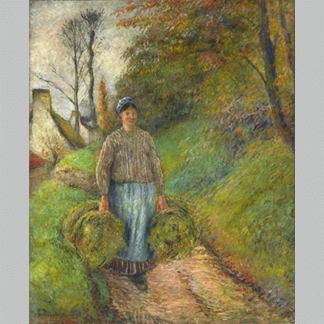Camille Pissarro Peasant Woman Carrying Two Bundles of Hay