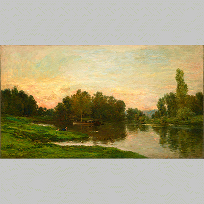 Charles François Daubigny The Painter’s Barge at the Ile de Vaux on the Oise River