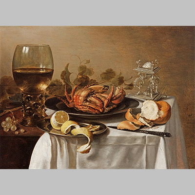 Claesz A still life with a roemer a crab and a peeled lemon