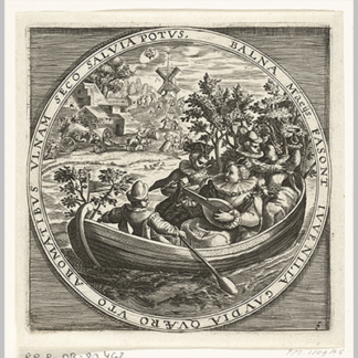 De maand mei musicerend gezelschap in een bootje ca. 1600 anonymous after Crispijn van de Passe I after Maerten de Vos 1650 1675