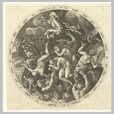 De vervloekten gaan de hel binnen Hendrick Goltzius after Jan van der Straet 1575 1579