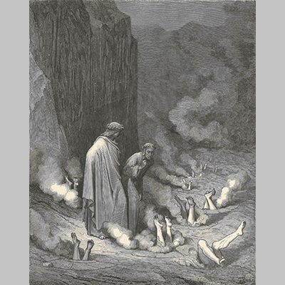 Dore The Divine Comedy Inferno plate 45 The Punishment of Simonists 3