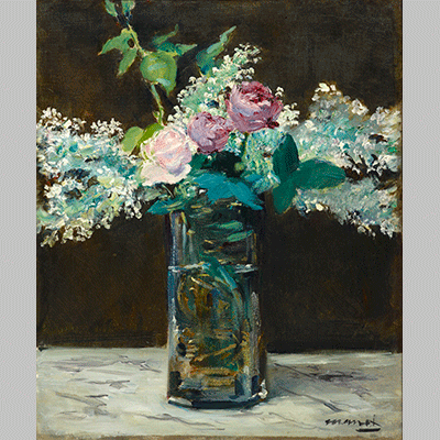 Edouard Manet Vase of White Lilacs and Roses