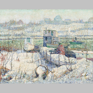 Ernest Lawson boathouse winter harlem river