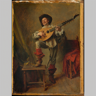 Ernest Meissonier Soldier Playing the Theorbo 1865