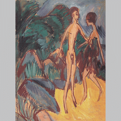 Ernst Ludwig Kirchner Naked young man and girl on the beach