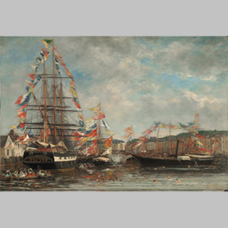 Eugène-Boudin---Festival in the Harbor of Honfleur