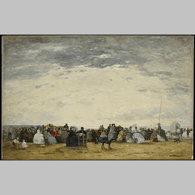 Eugène Louis Boudin Vacationers on the Beach at Trouville icon