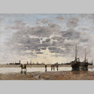 Eugène Boudin - le retour des barques Huile sur toile