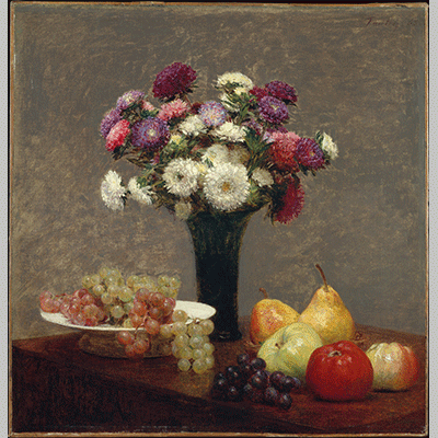 Fantin Latour Asters and Fruit on a Table