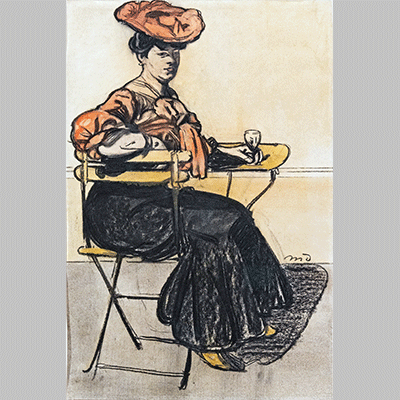 Femme attablee au cafe Maxime Dethomas 1908
