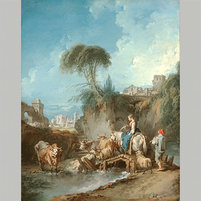 François Boucher Landscape with Distant Buildings and a Herdswoman 1731
