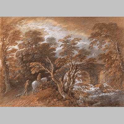 Gainsborough Hilly Landscape with Figures Approaching a Bridge icon