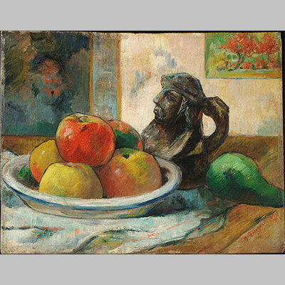 Gauguin Still Life with Apples a Pear and a Ceramic Portrait Jug 2