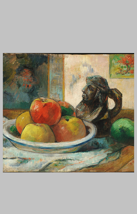 Gauguin Still Life with Apples a Pear and a Ceramic Portrait Jug
