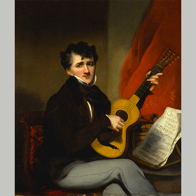 George Chinnery Portrait of a Man Playing Guitar