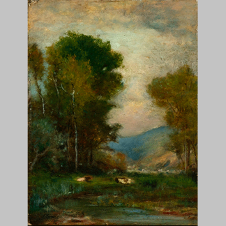 George Inness Cows by a stream