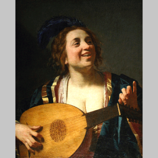 Gerard van Honthorst – Woman Tuning her Lute 1624