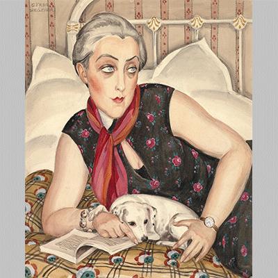 Gerda Wegener Portraet af laesende kvinde med hund