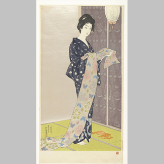 Goyō Hashiguchi Jonge vrouw in een zomer kimono Natsu yosoi no musume