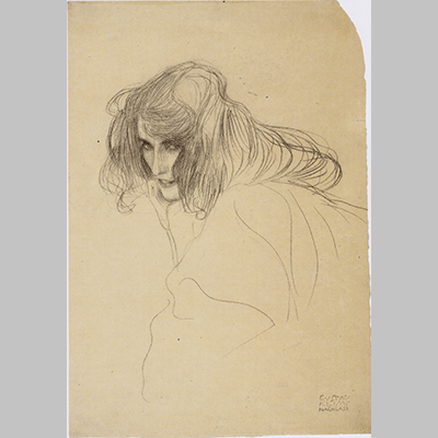 Gustave Klimt Frauenkopf im Dreiviertelprofil Nach Links