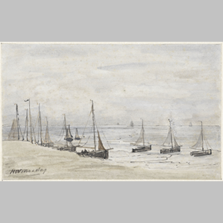 Hendrik-Willem-Mesdag---Visserspinken op het strand